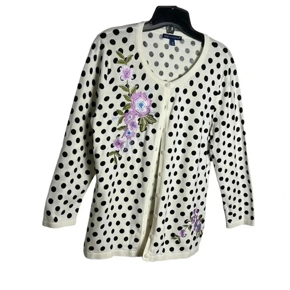 Talbots floral ,embroidered,polka dots cardigan 
EC - Picture 1 of 11